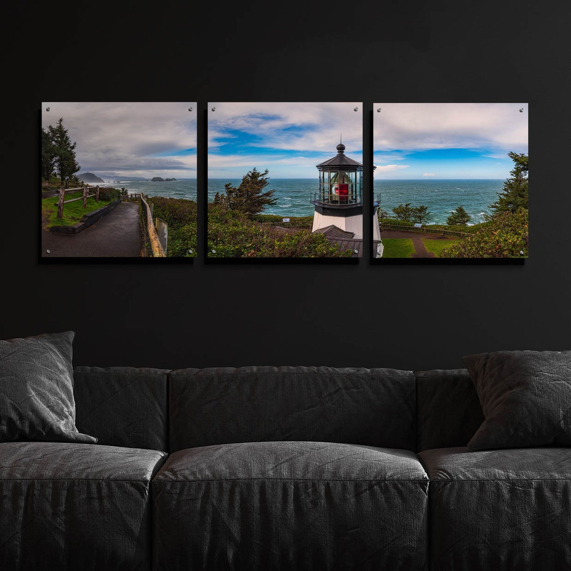 Epic Art 'Cape Meares Bright' by Darren White, Acrylic Glass Wall Art, 3 Piece Set,72x24