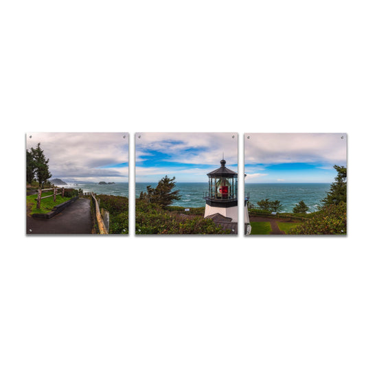 Epic Art 'Cape Meares Bright' by Darren White, Acrylic Glass Wall Art, 3 Piece Set
