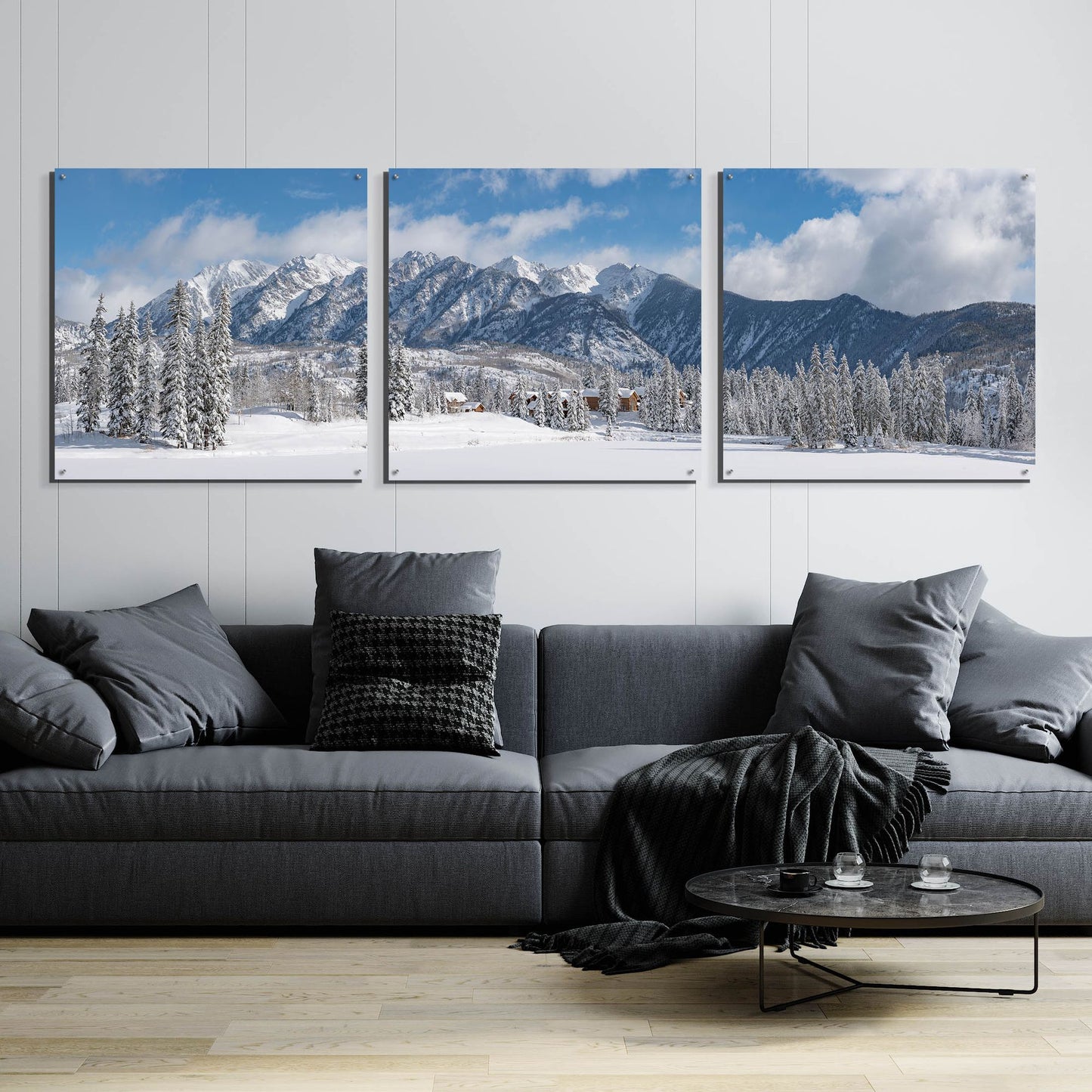 Epic Art 'Colorado Winter Wonderland' by Darren White, Acrylic Glass Wall Art, 3 Piece Set,108x36