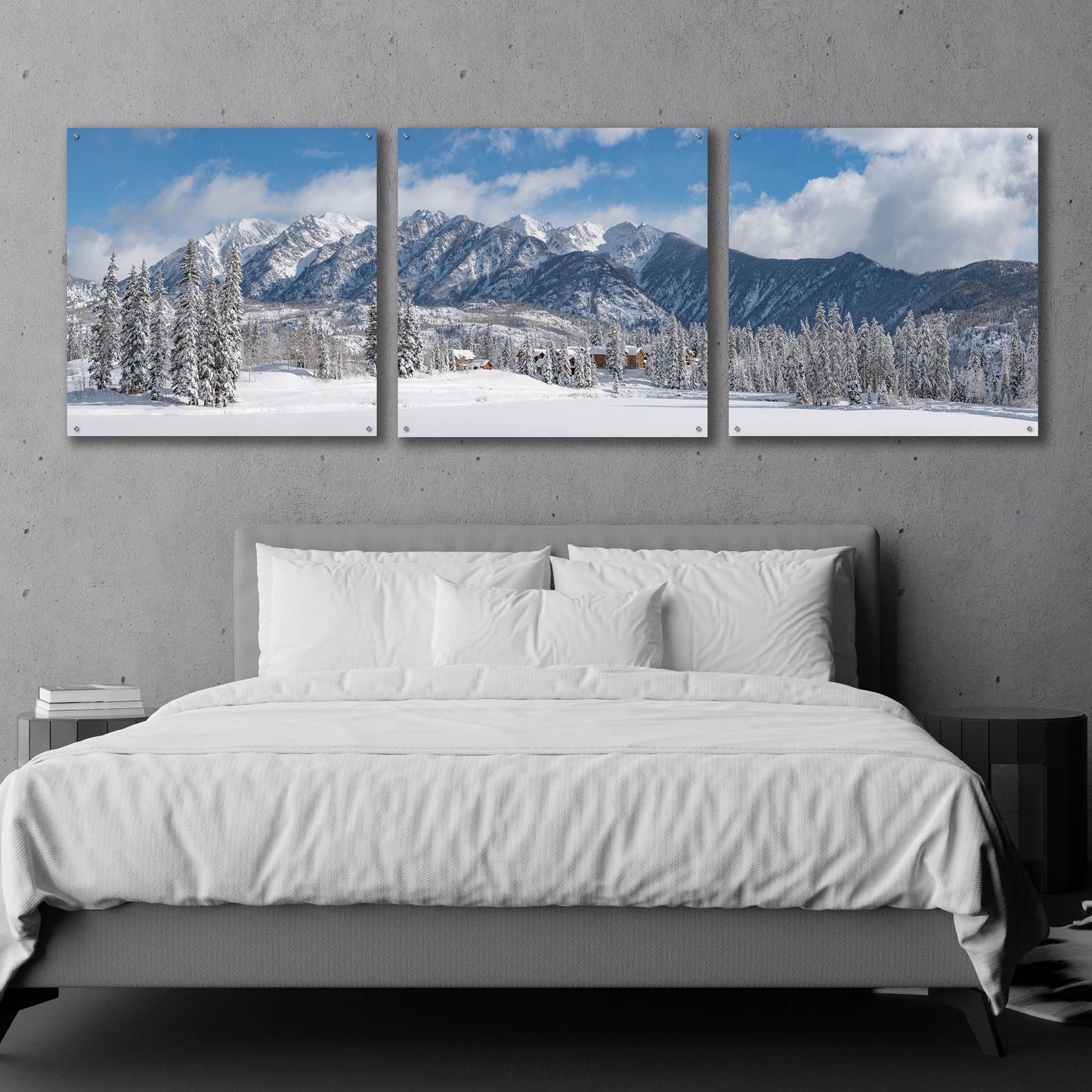 Epic Art 'Colorado Winter Wonderland' by Darren White, Acrylic Glass Wall Art, 3 Piece Set,108x36