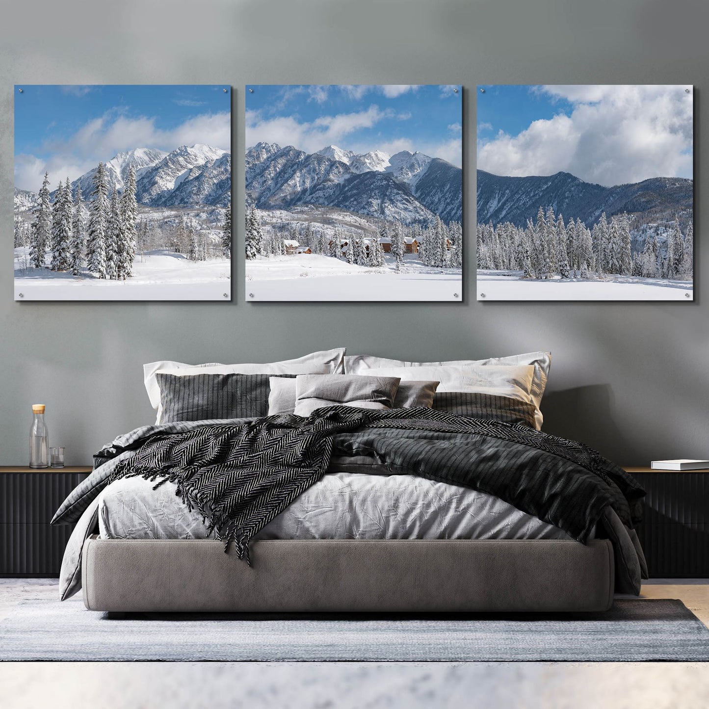 Epic Art 'Colorado Winter Wonderland' by Darren White, Acrylic Glass Wall Art, 3 Piece Set,108x36