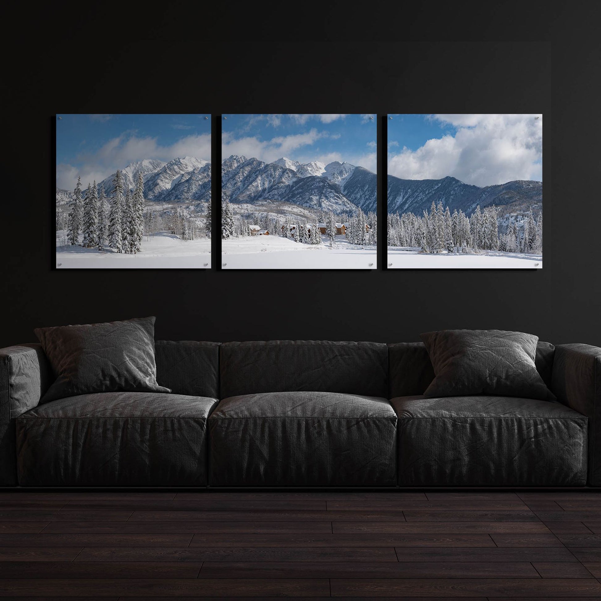 Epic Art 'Colorado Winter Wonderland' by Darren White, Acrylic Glass Wall Art, 3 Piece Set,108x36