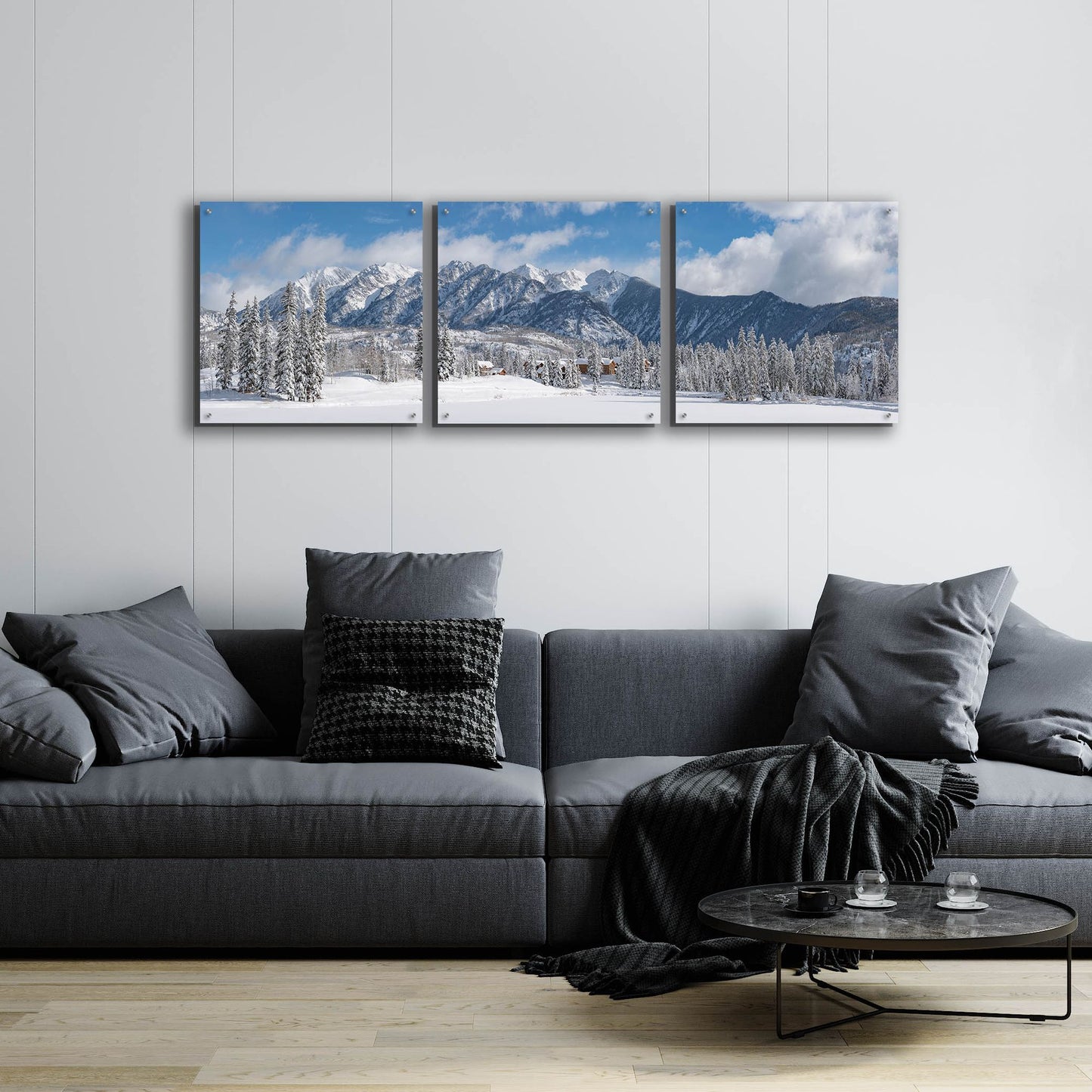 Epic Art 'Colorado Winter Wonderland' by Darren White, Acrylic Glass Wall Art, 3 Piece Set,72x24