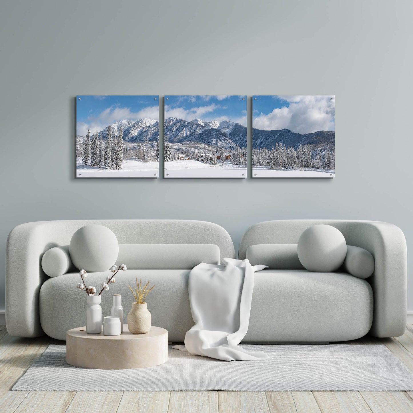 Epic Art 'Colorado Winter Wonderland' by Darren White, Acrylic Glass Wall Art, 3 Piece Set,72x24