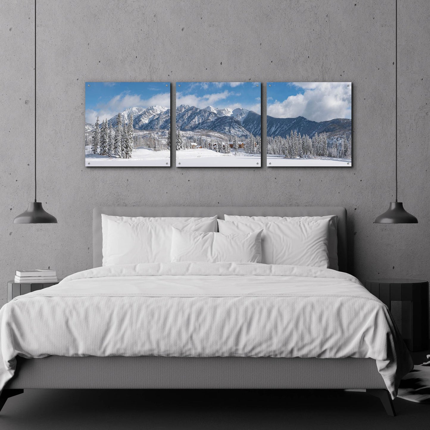 Epic Art 'Colorado Winter Wonderland' by Darren White, Acrylic Glass Wall Art, 3 Piece Set,72x24