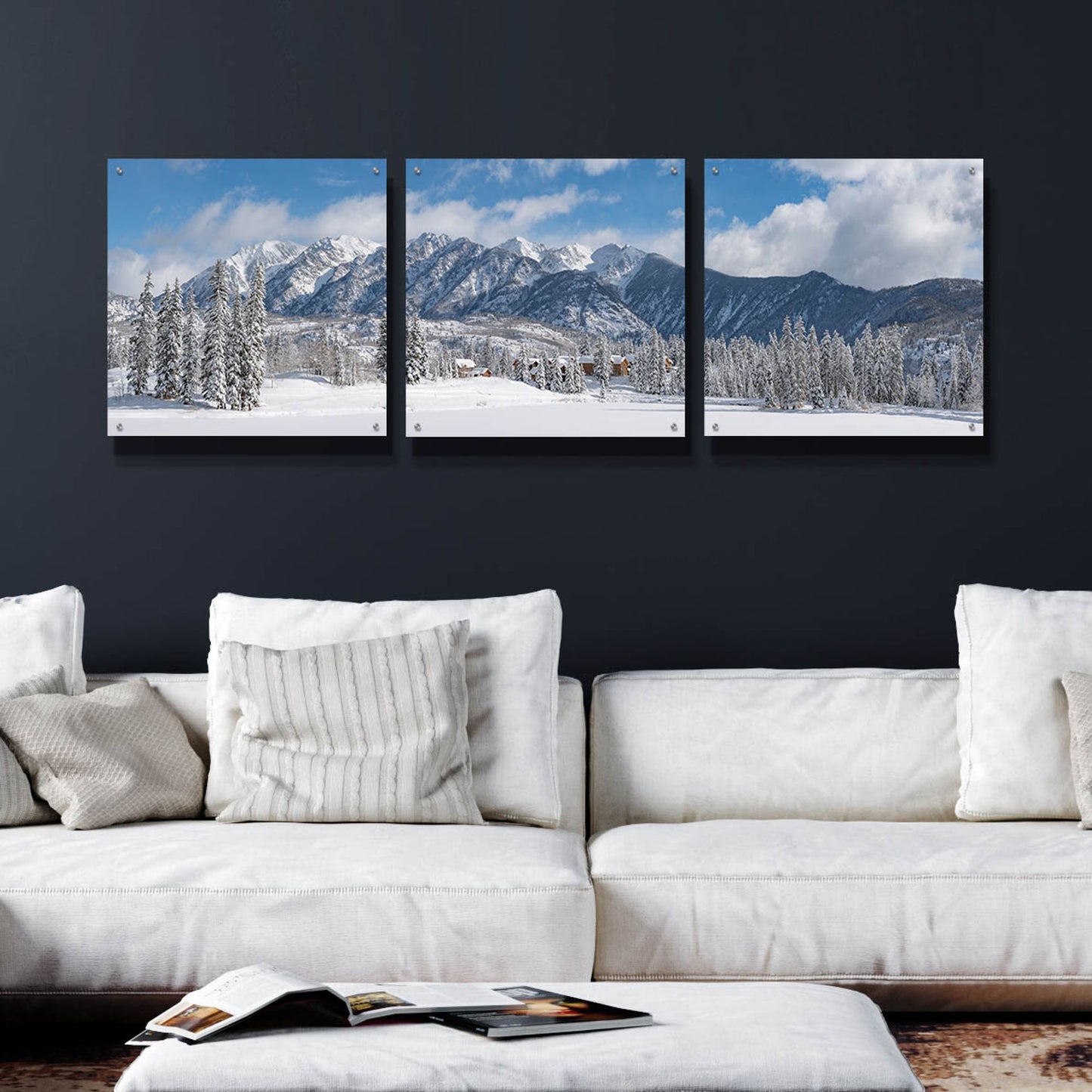 Epic Art 'Colorado Winter Wonderland' by Darren White, Acrylic Glass Wall Art, 3 Piece Set,72x24