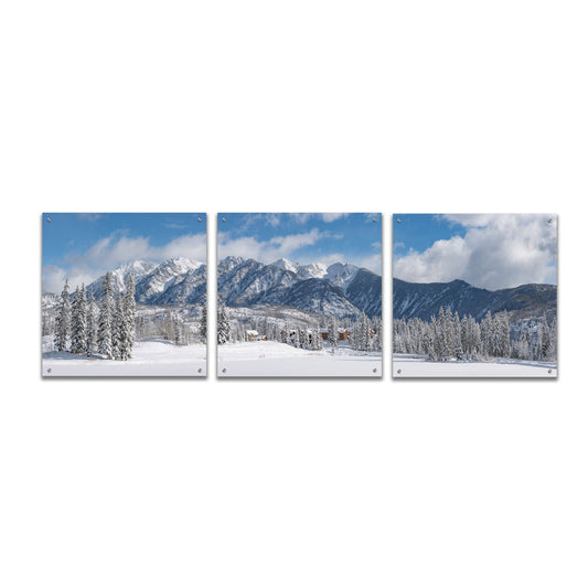 Epic Art 'Colorado Winter Wonderland' by Darren White, Acrylic Glass Wall Art, 3 Piece Set