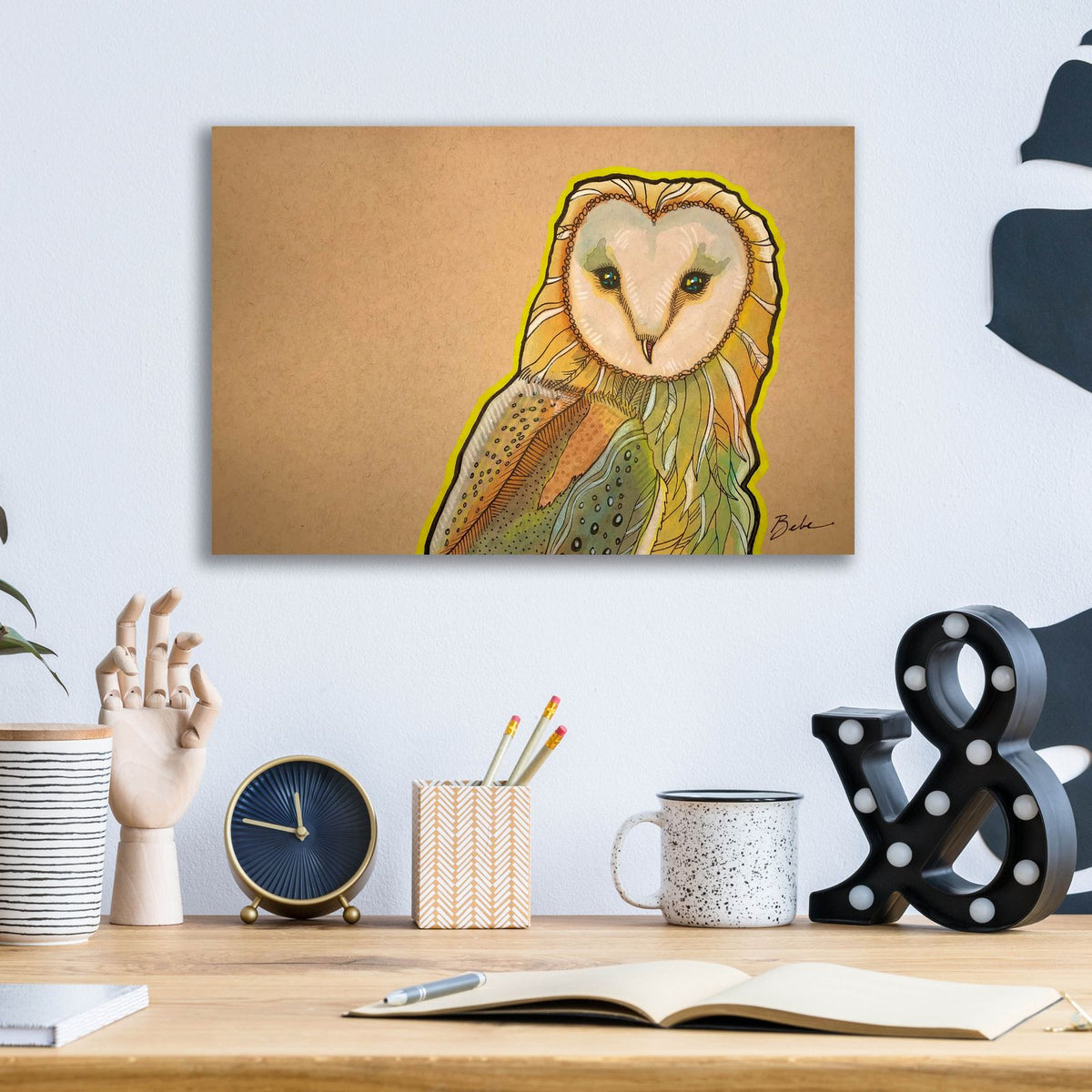 Barn Owl Look by Bebe Keith - 16x12 acrylic wall art in a room