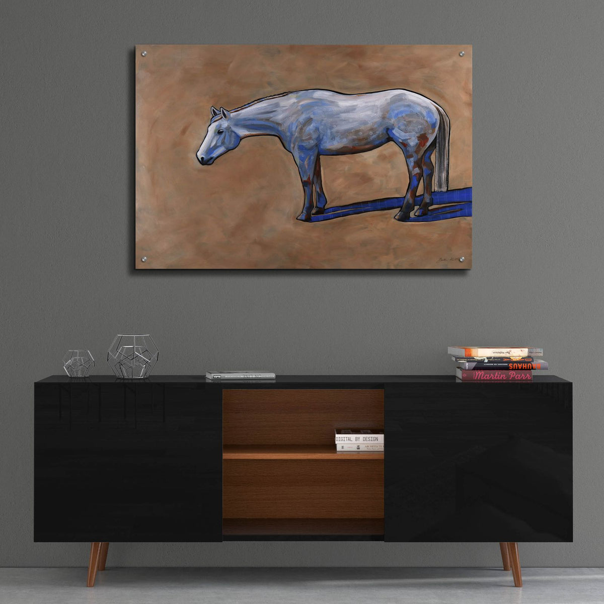 Blue Horse by Bebe Keith - 36x24 acrylic wall art in a room