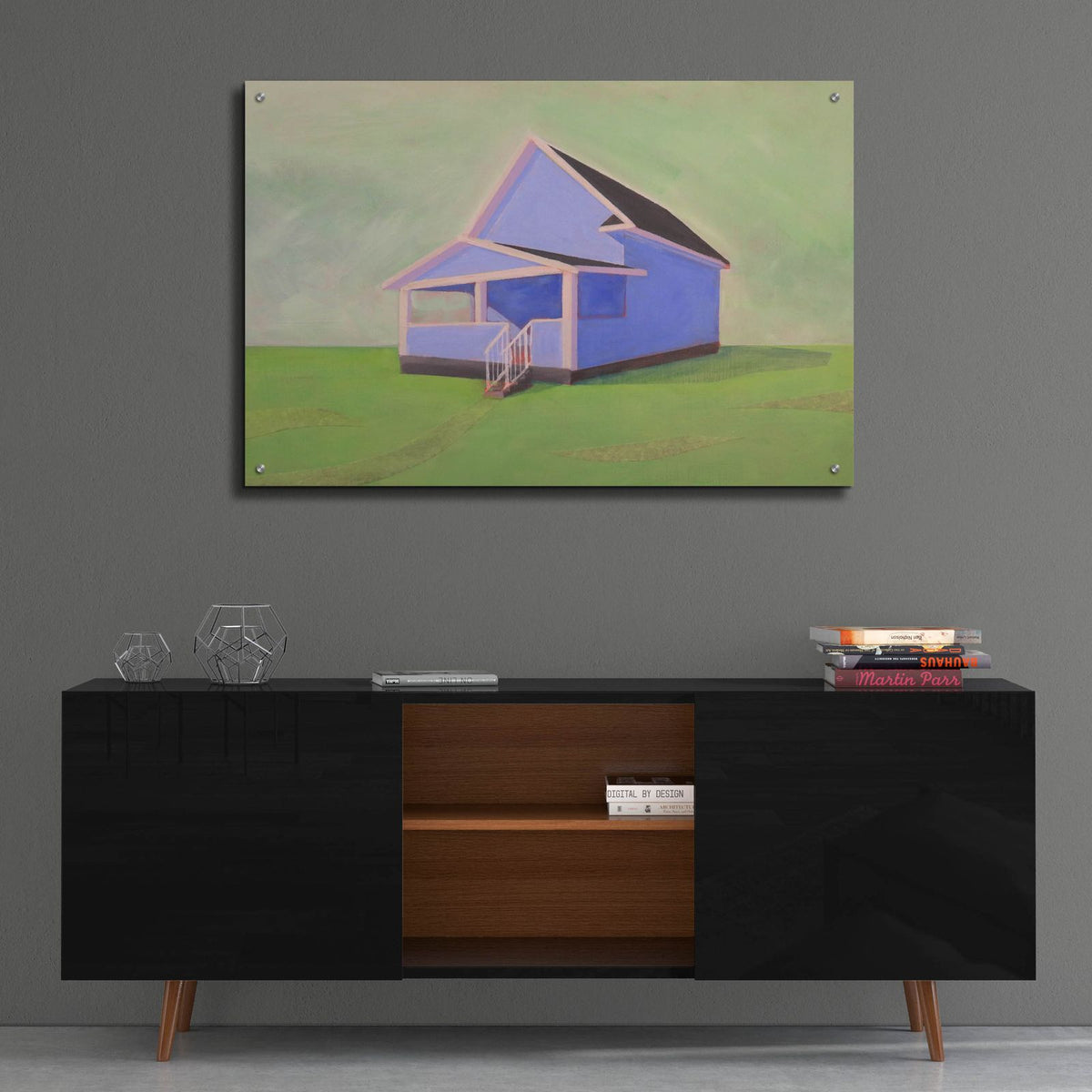 Blue House by Bebe Keith - 36x24 acrylic wall art in a room