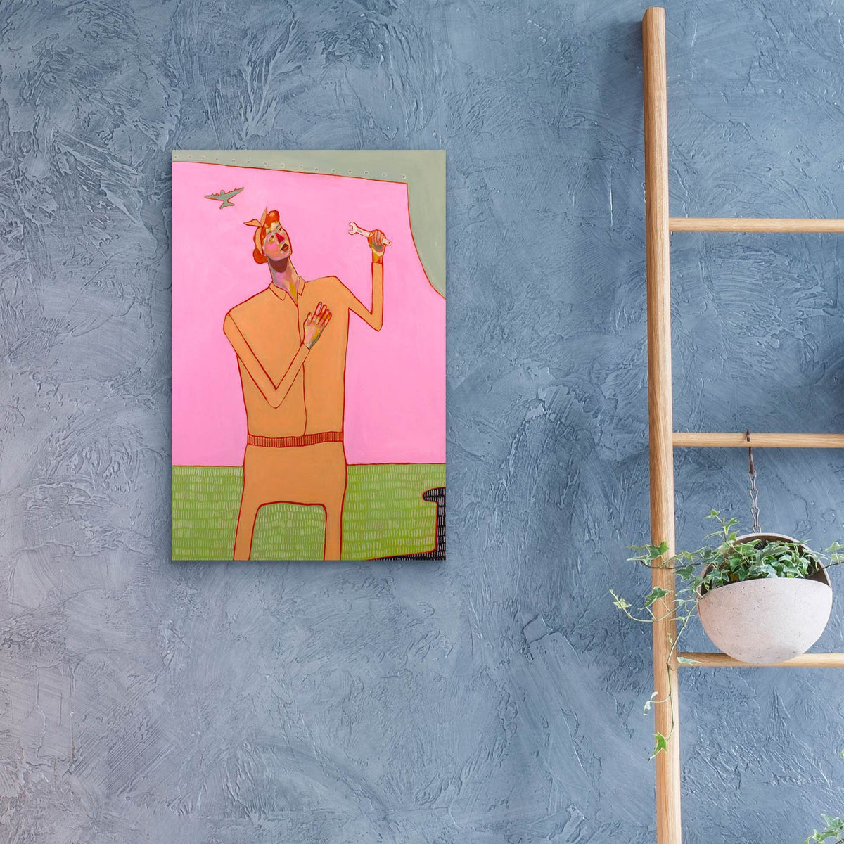 Fixing The Plane by Bebe Keith - 16x24 acrylic wall art in a room