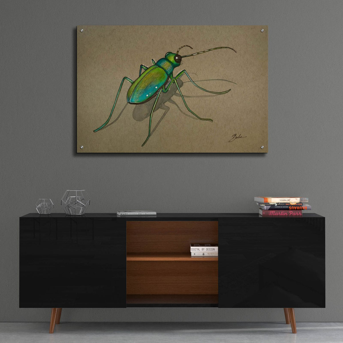 Green Beetle Walk by Bebe Keith - 36x24 acrylic wall art in a room