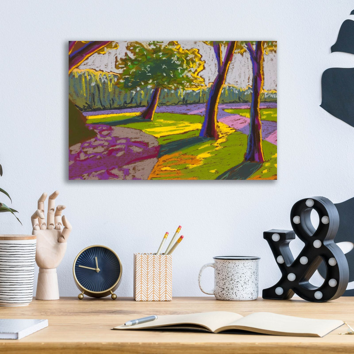 Morning Sun On Trees by Bebe Keith - 16x12 acrylic wall art in a room