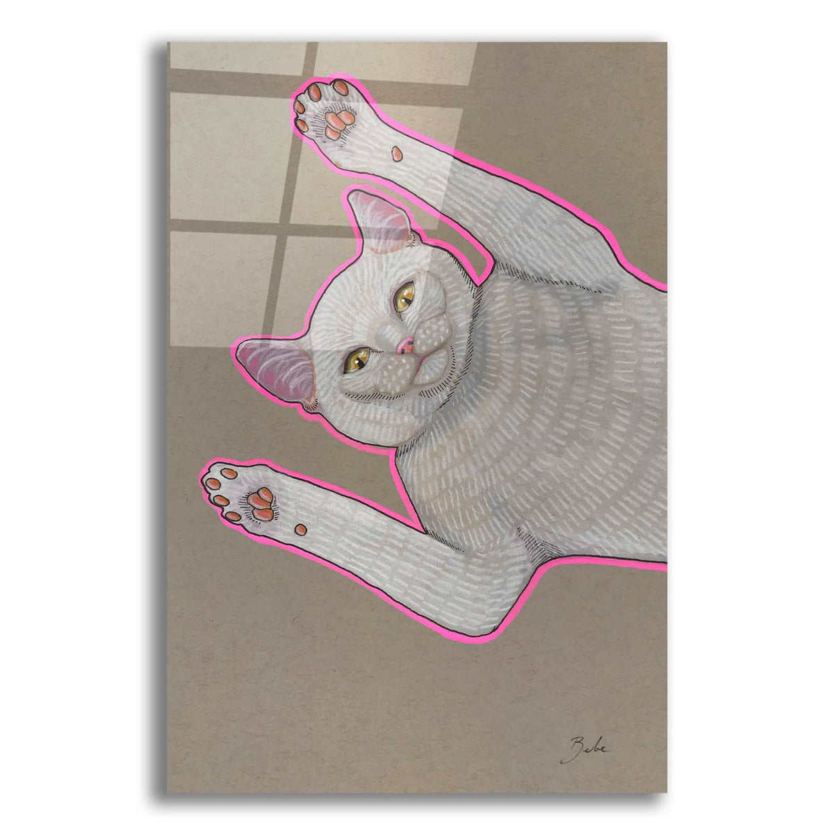 Pink Cat Play by Bebe Keith acrylic glass wall art