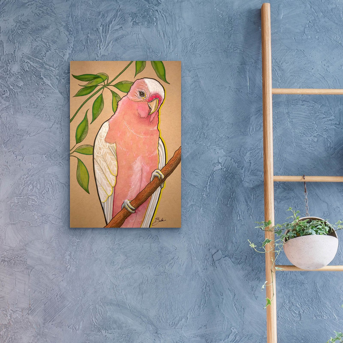 Pink Parrot by Bebe Keith - 16x24 acrylic wall art in a room