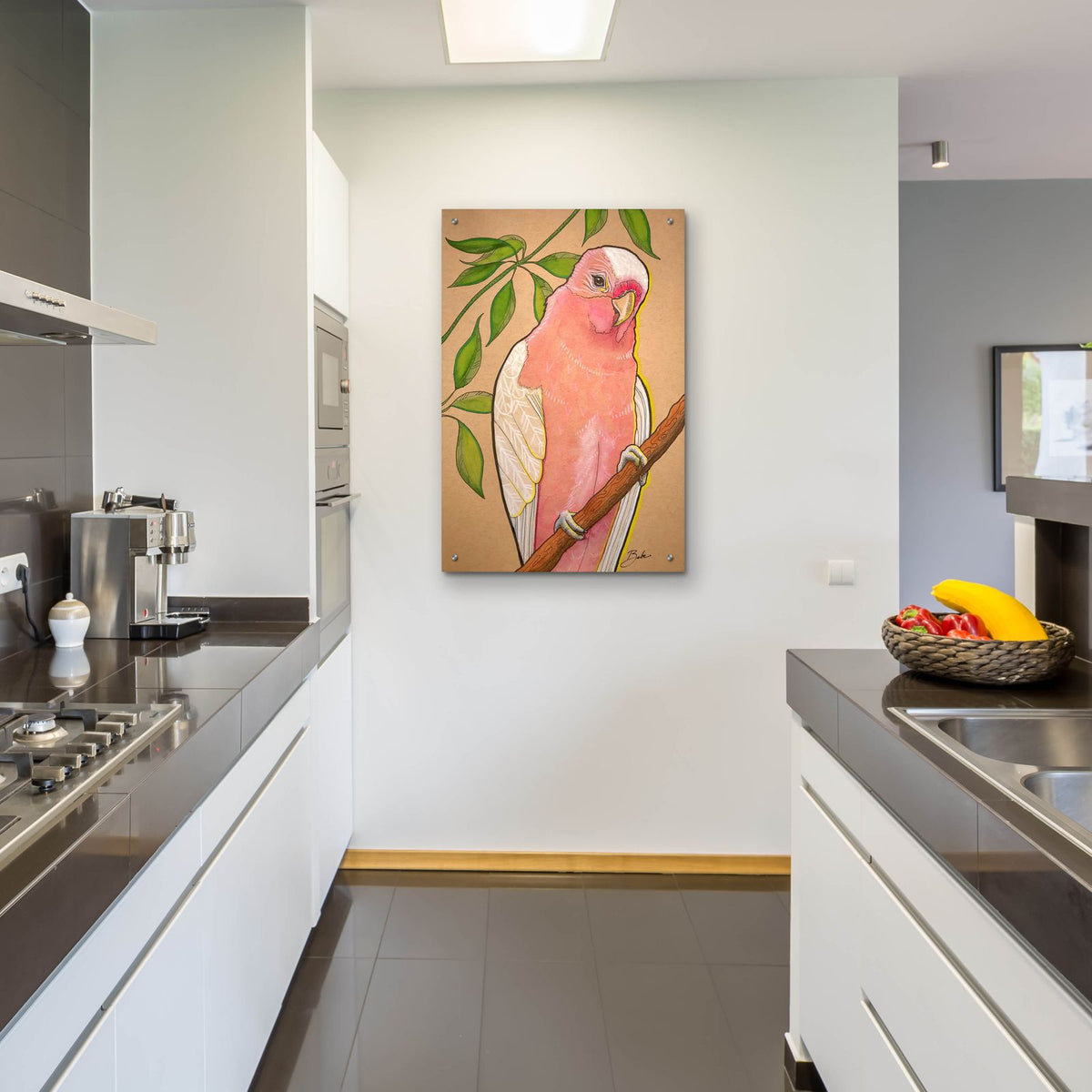 Pink Parrot by Bebe Keith - 24x36 acrylic wall art in a room