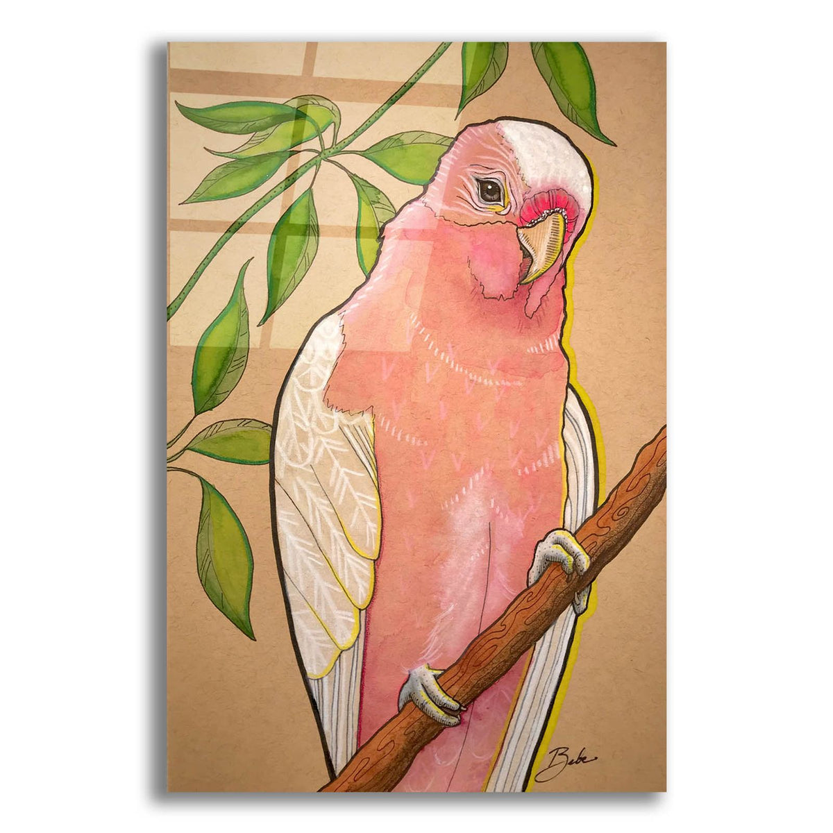 Pink Parrot by Bebe Keith acrylic glass wall art