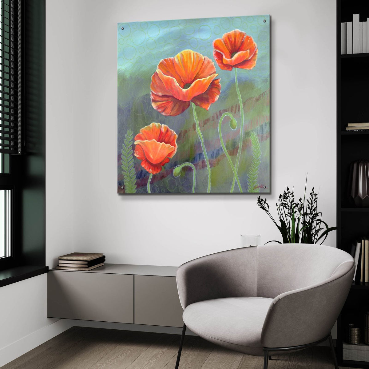 Poppies 1 Big by Bebe Keith - 36x36 acrylic wall art in a room