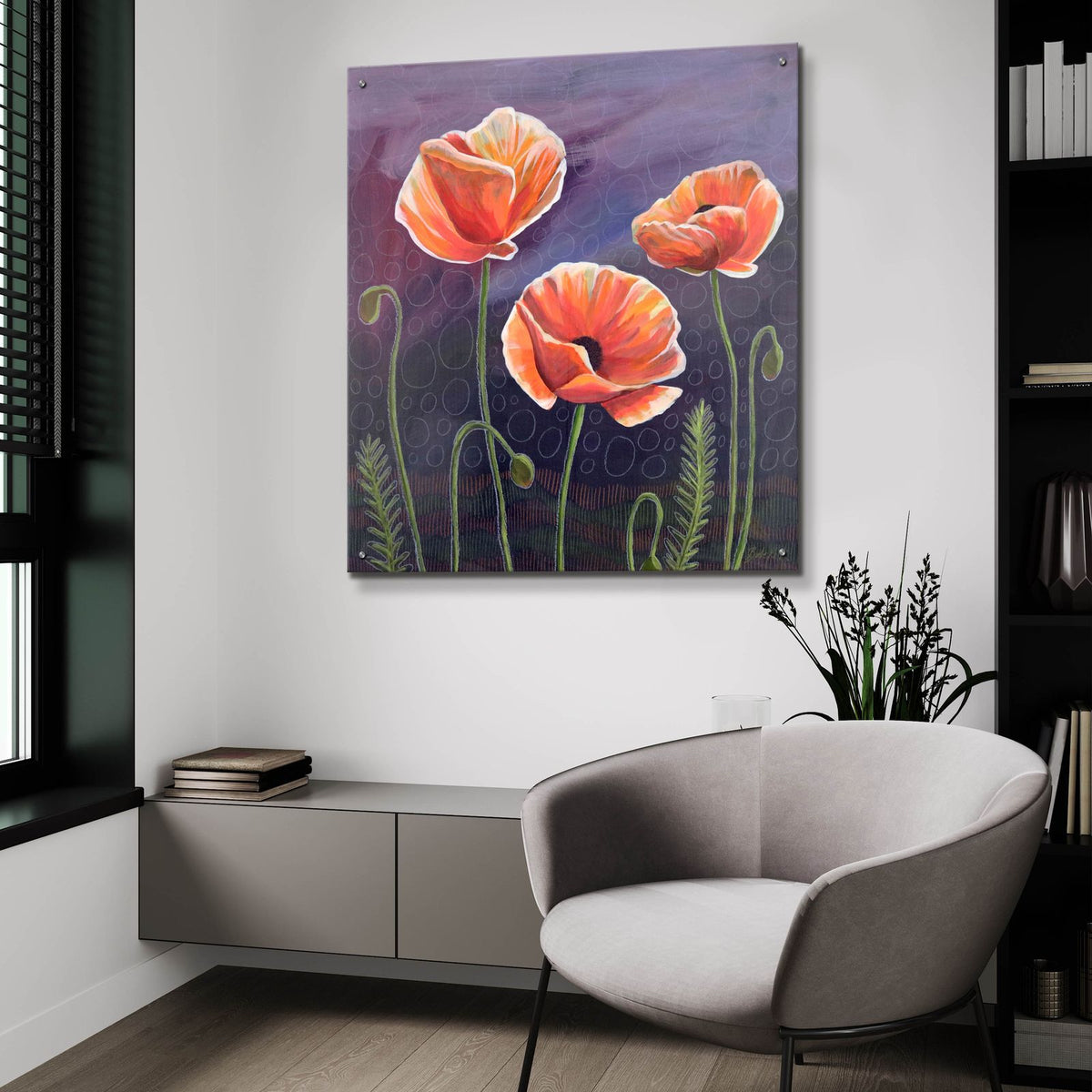 Poppies 2 by Bebe Keith - 36x36 acrylic wall art in a room