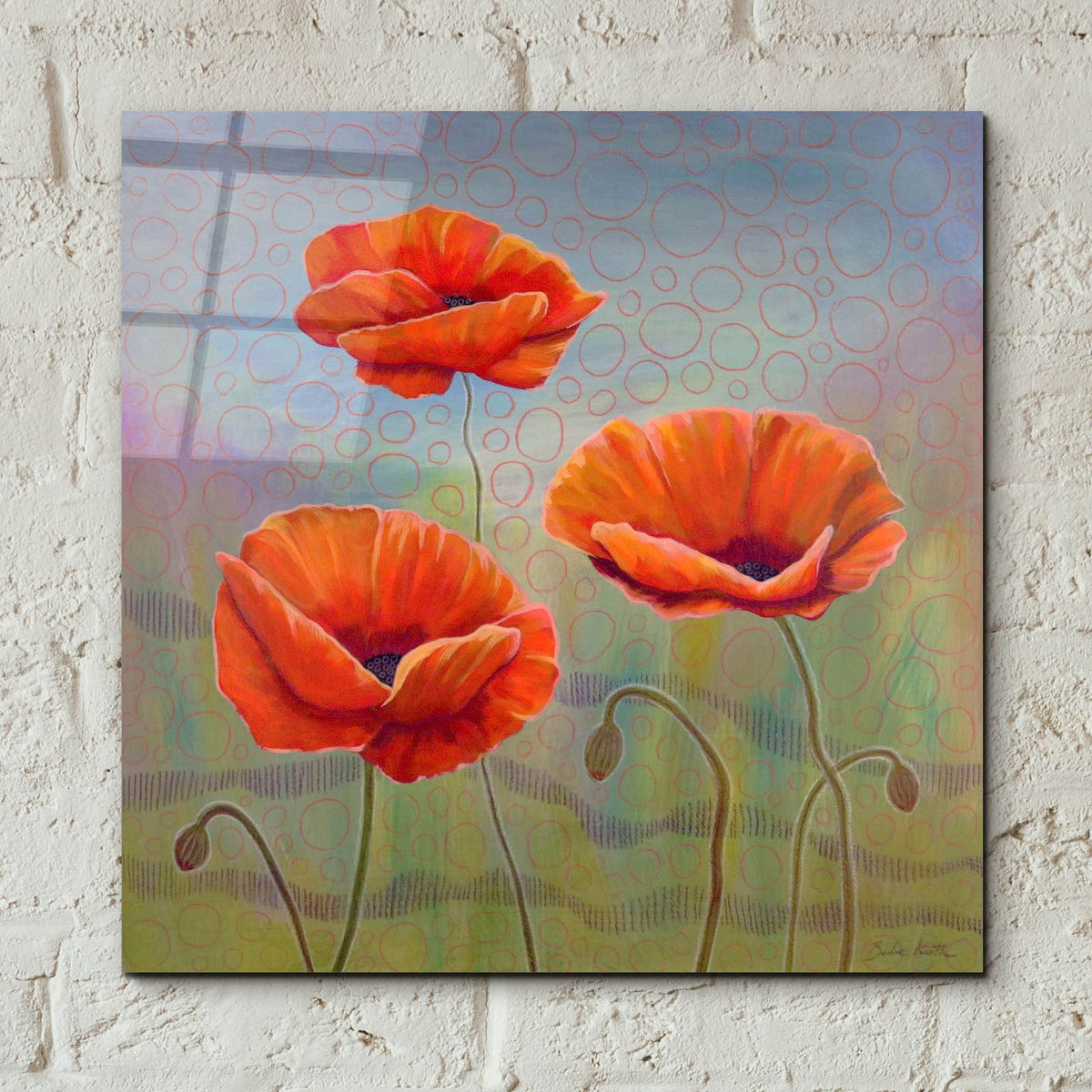 Poppies 3 Big by Bebe Keith - 12x12 acrylic wall art in a room