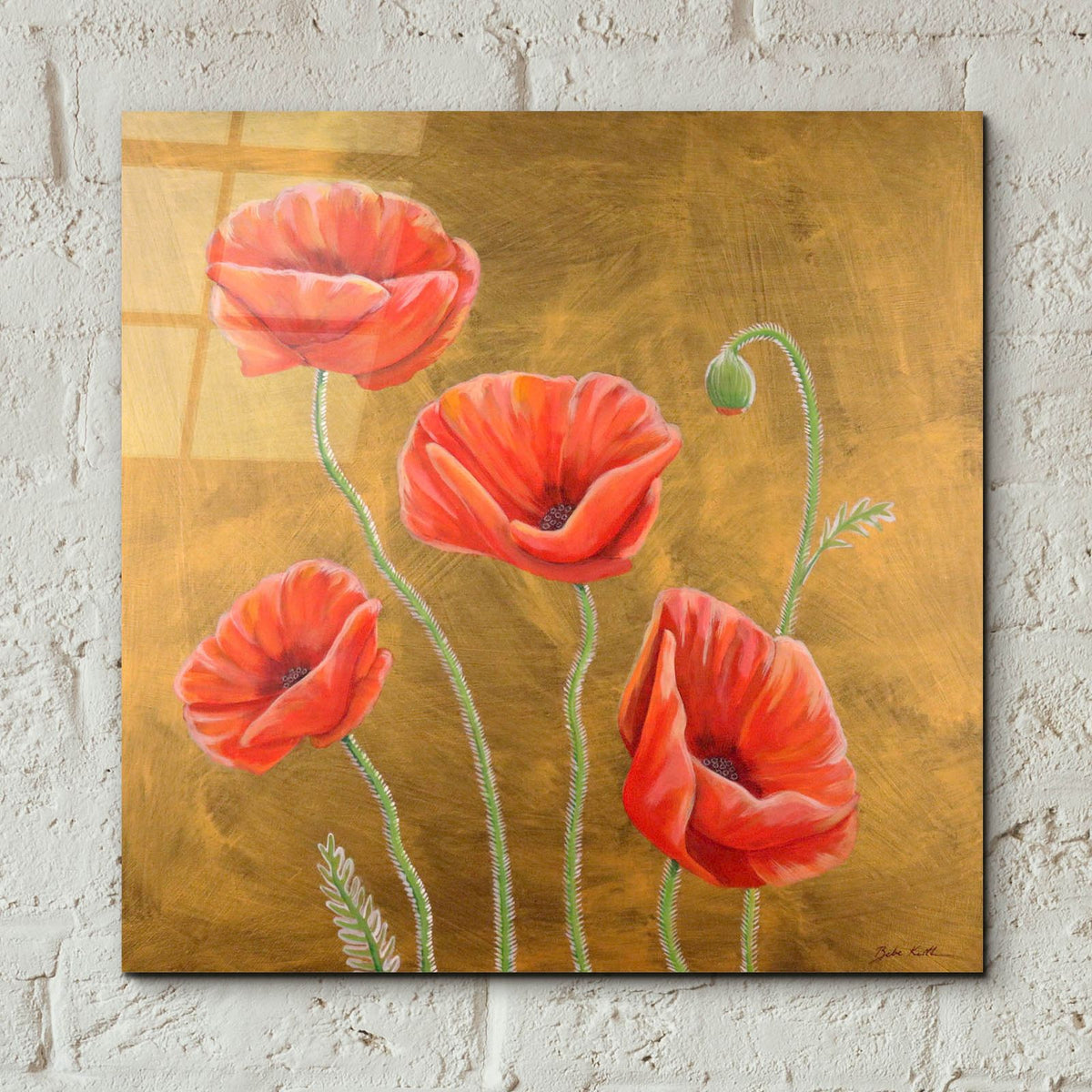 Poppies 4 by Bebe Keith - 12x12 acrylic wall art in a room