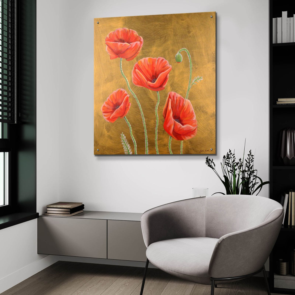 Poppies 4 by Bebe Keith - 36x36 acrylic wall art in a room