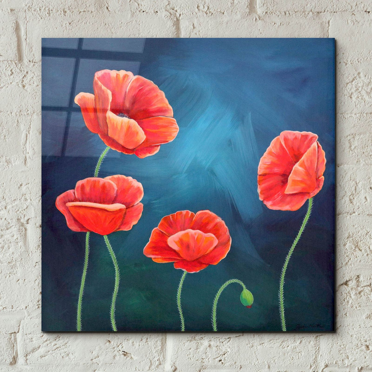 Poppies 5 by Bebe Keith - 12x12 acrylic wall art in a room