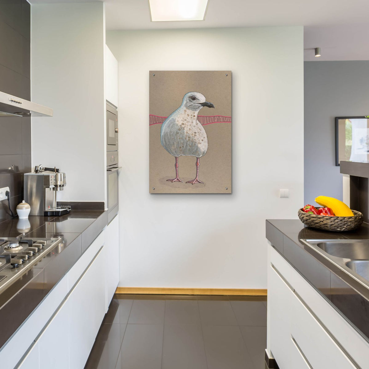 Seagull And Pink Fence by Bebe Keith - 24x36 acrylic wall art in a room