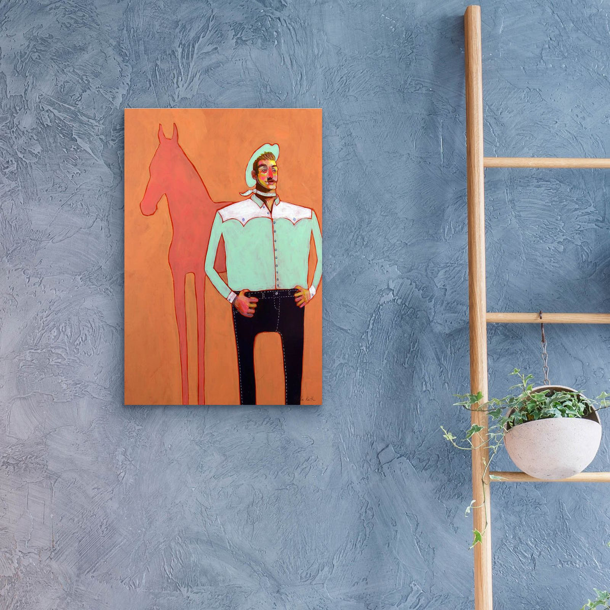 The Cowboy by Bebe Keith - 16x24 acrylic wall art in a room