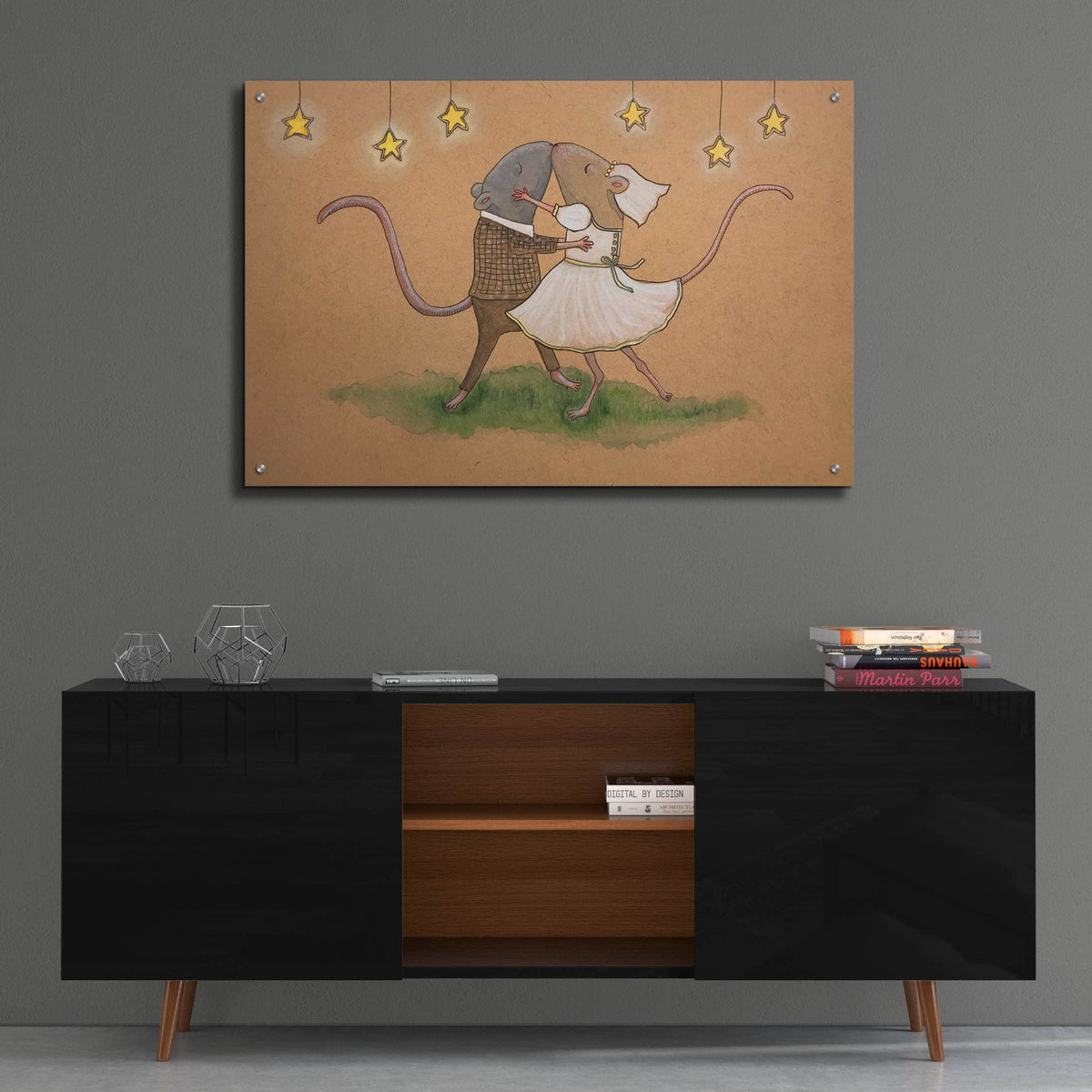 Wedding Mice Kiss by Bebe Keith - 36x24 acrylic wall art in a room