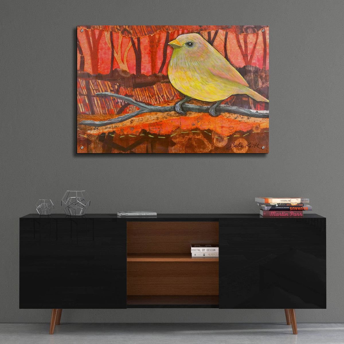 Yellow Bird by Bebe Keith - 36x24 acrylic wall art in a room