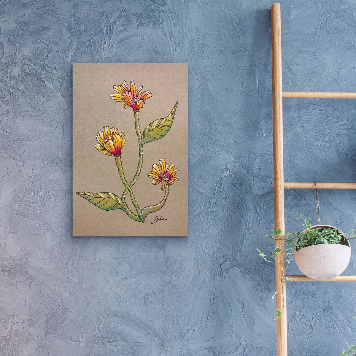 Yellow Sand Flower by Bebe Keith - 16x24 acrylic wall art in a room