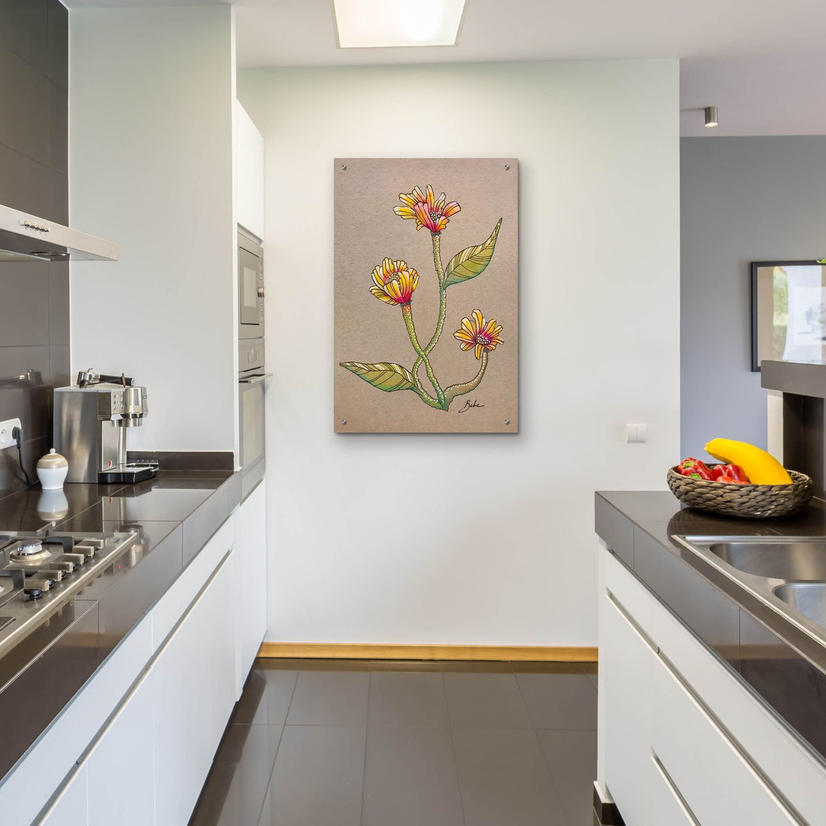 Yellow Sand Flower by Bebe Keith - 24x36 acrylic wall art in a room