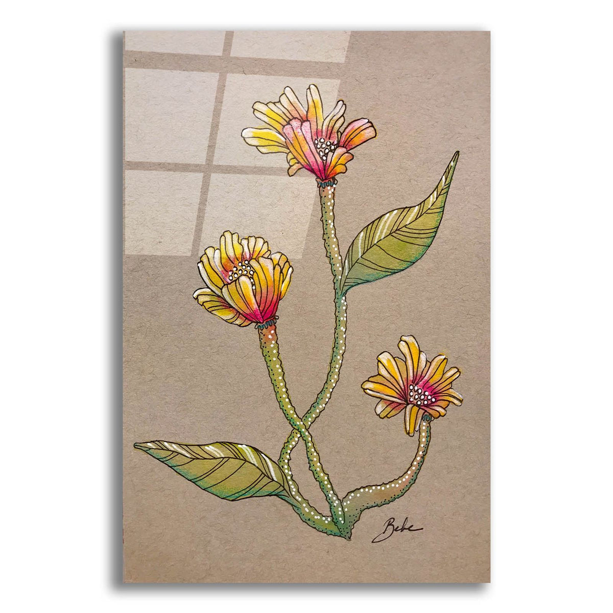 Yellow Sand Flower by Bebe Keith acrylic glass wall art