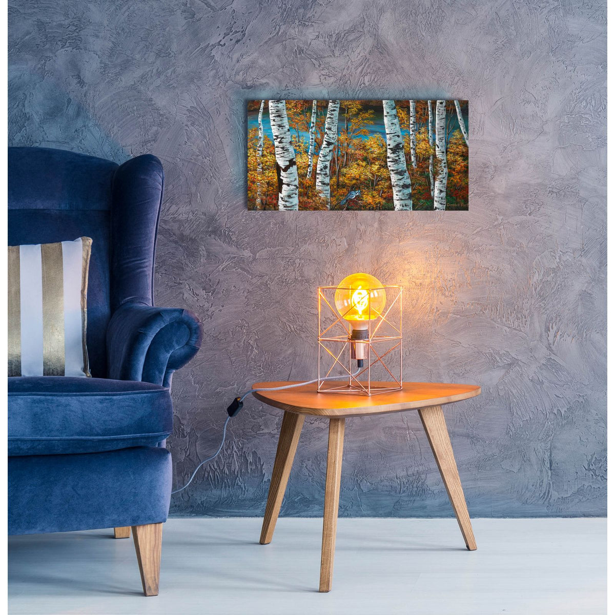Autumn Birch by Campbell Frost - 24x12 acrylic wall art in a room