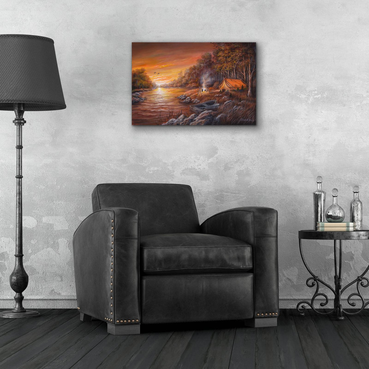 Autumn Campsite by Campbell Frost - 24x16 acrylic wall art in a room