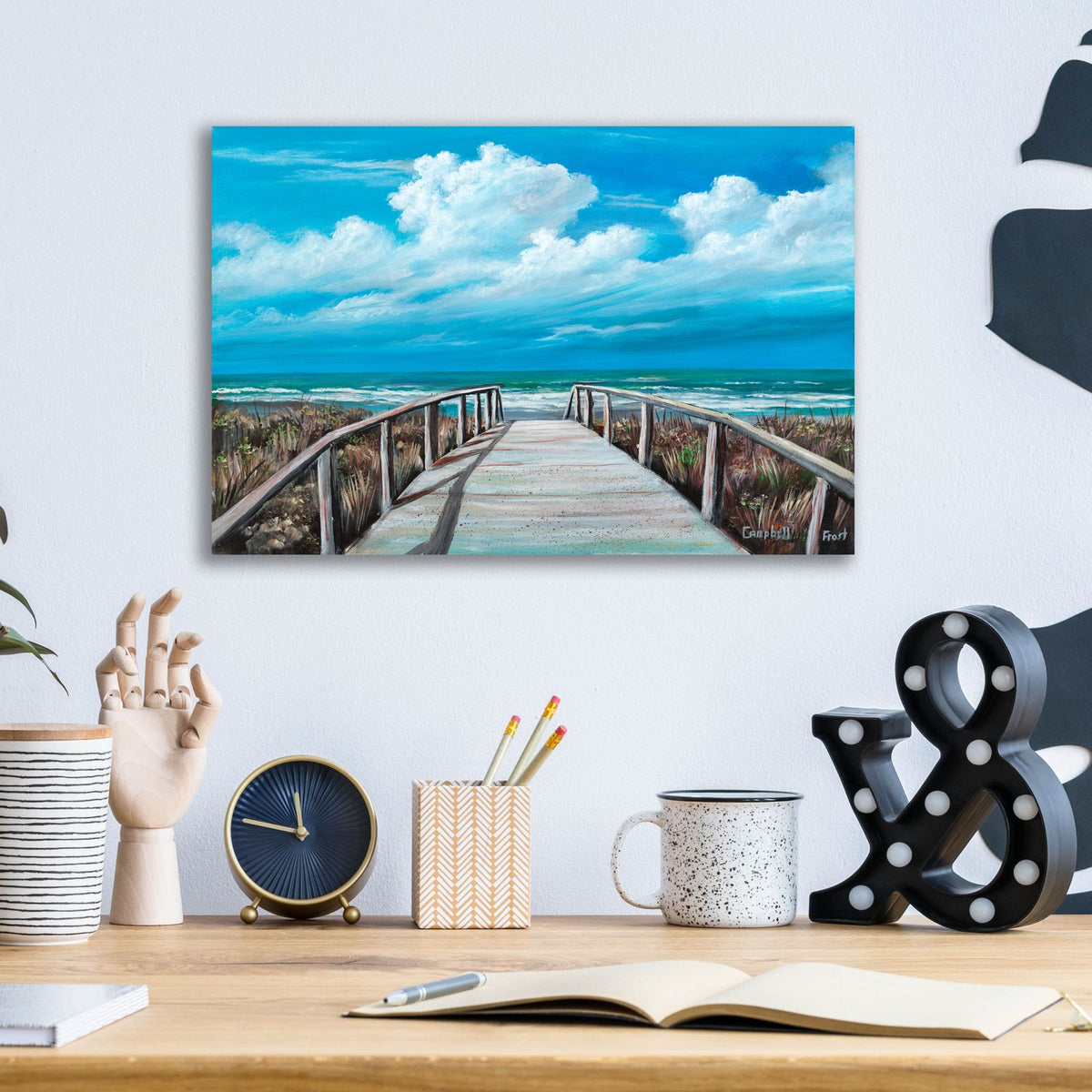 Beach Pier by Campbell Frost - 16x12 acrylic wall art in a room