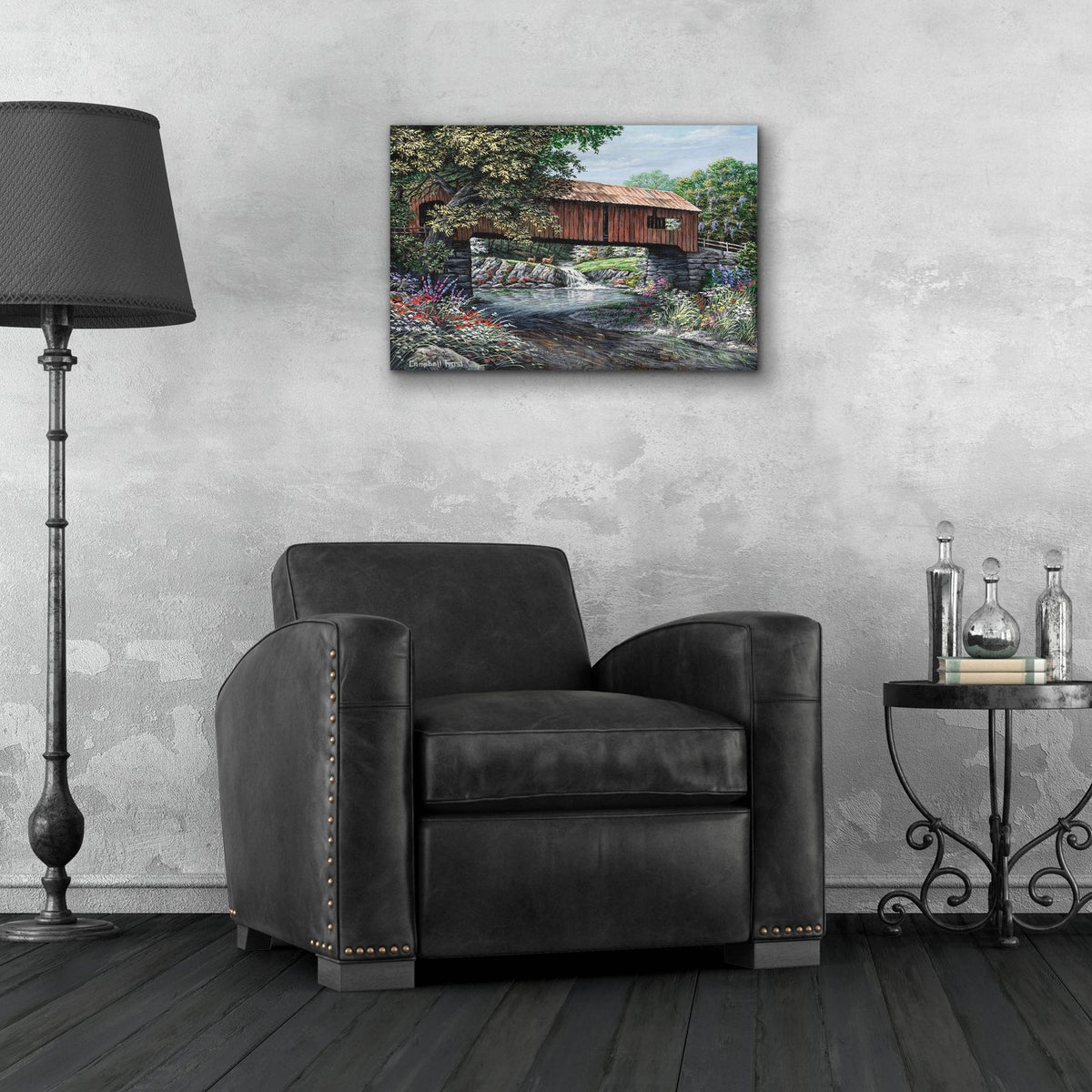 Covered Bridge by Campbell Frost - 24x16 acrylic wall art in a room