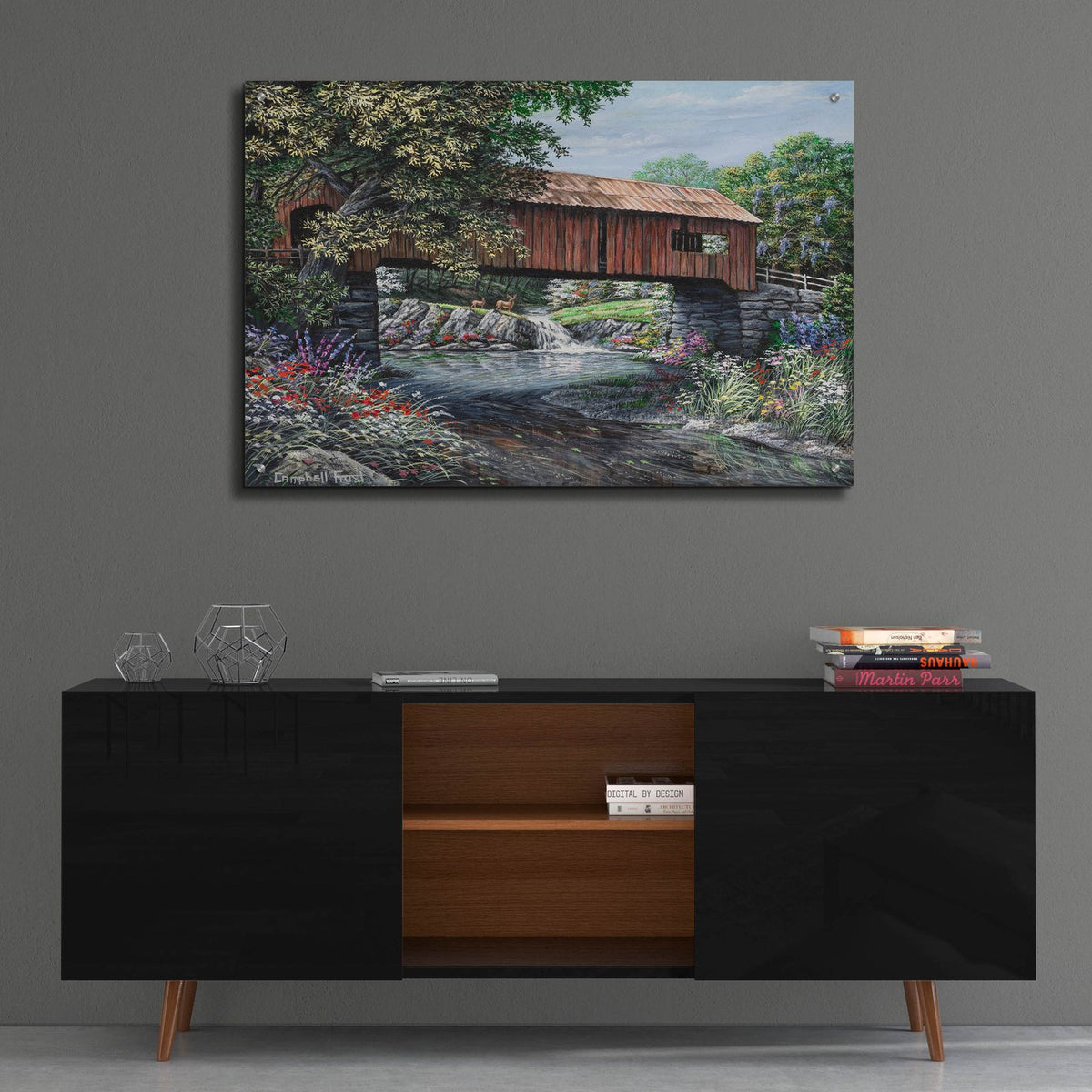 Covered Bridge by Campbell Frost - 36x24 acrylic wall art in a room