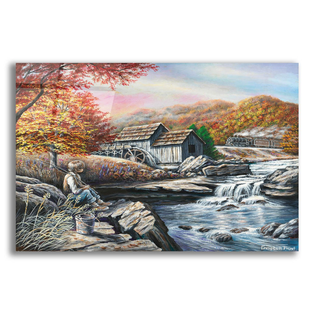 Fishing By The Mill by Campbell Frost acrylic glass wall art