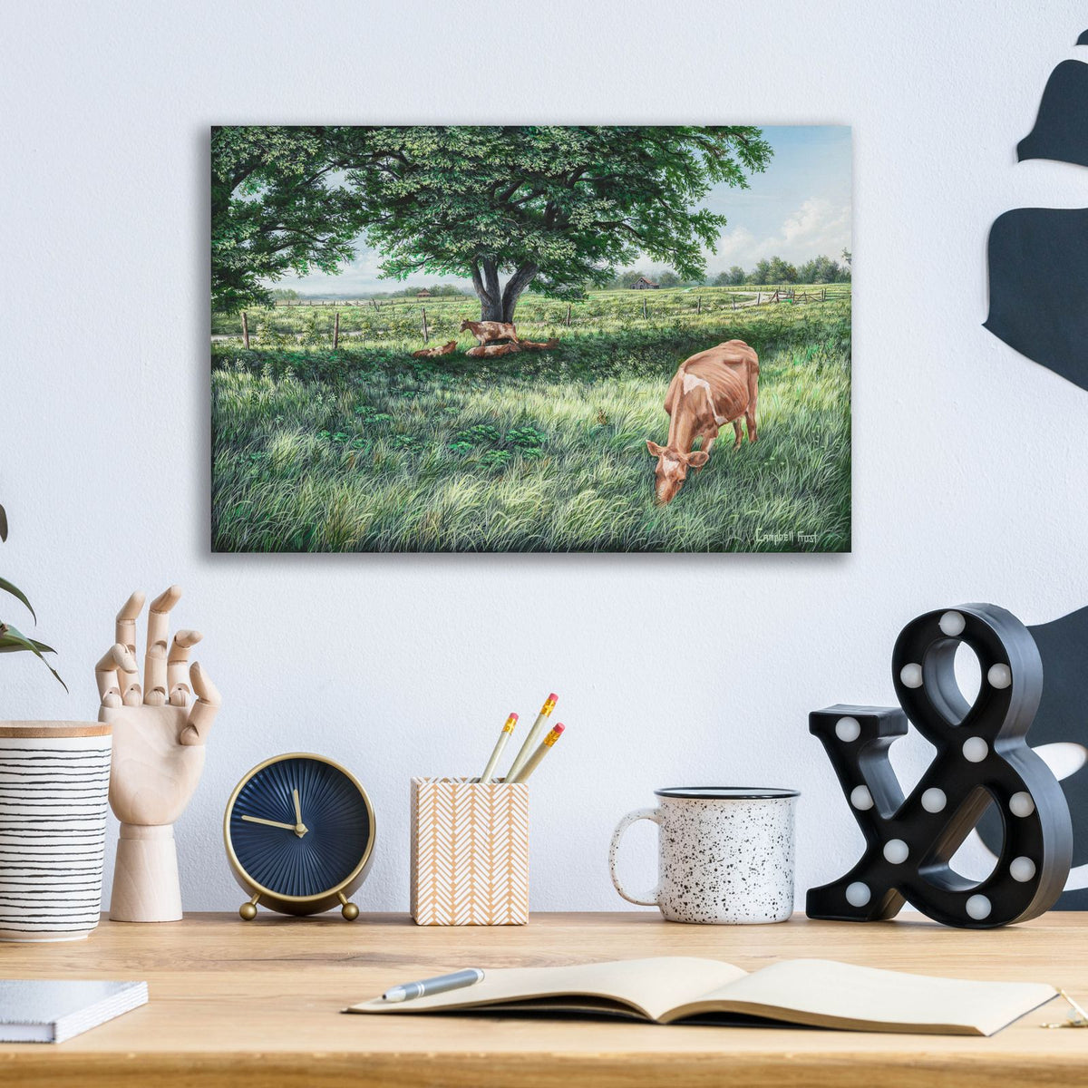 Grazing by Campbell Frost - 16x12 acrylic wall art in a room