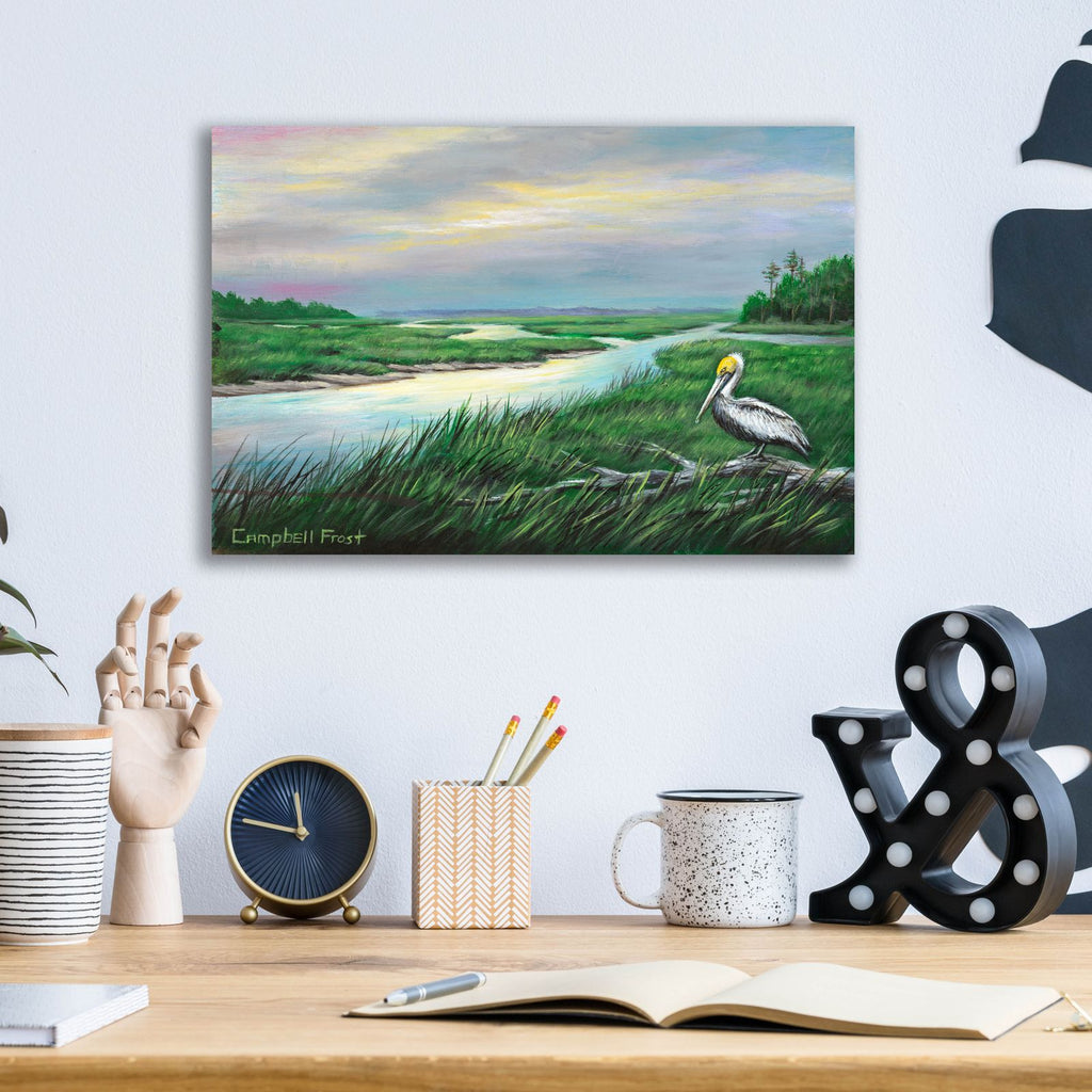 Low Country Heron by Campbell Frost - 16x12 acrylic wall art in a room