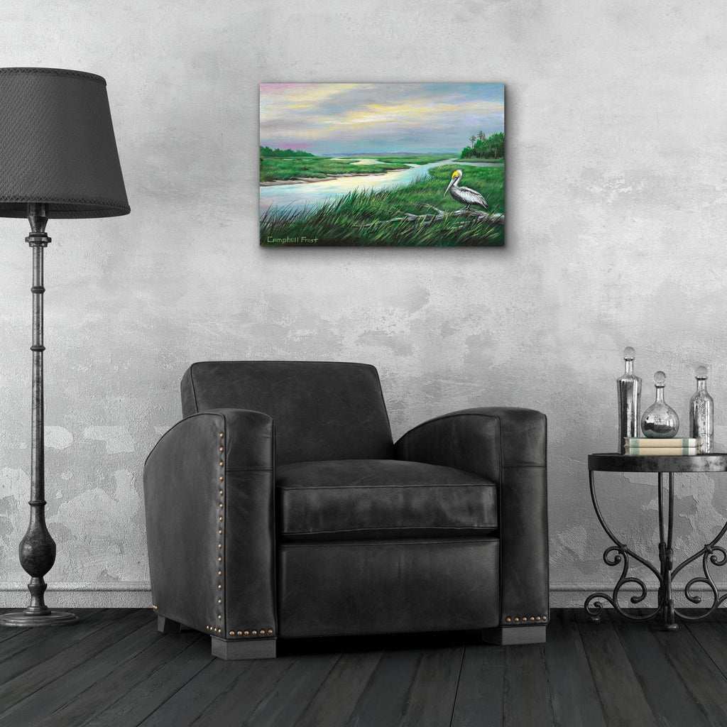 Low Country Heron by Campbell Frost - 24x16 acrylic wall art in a room
