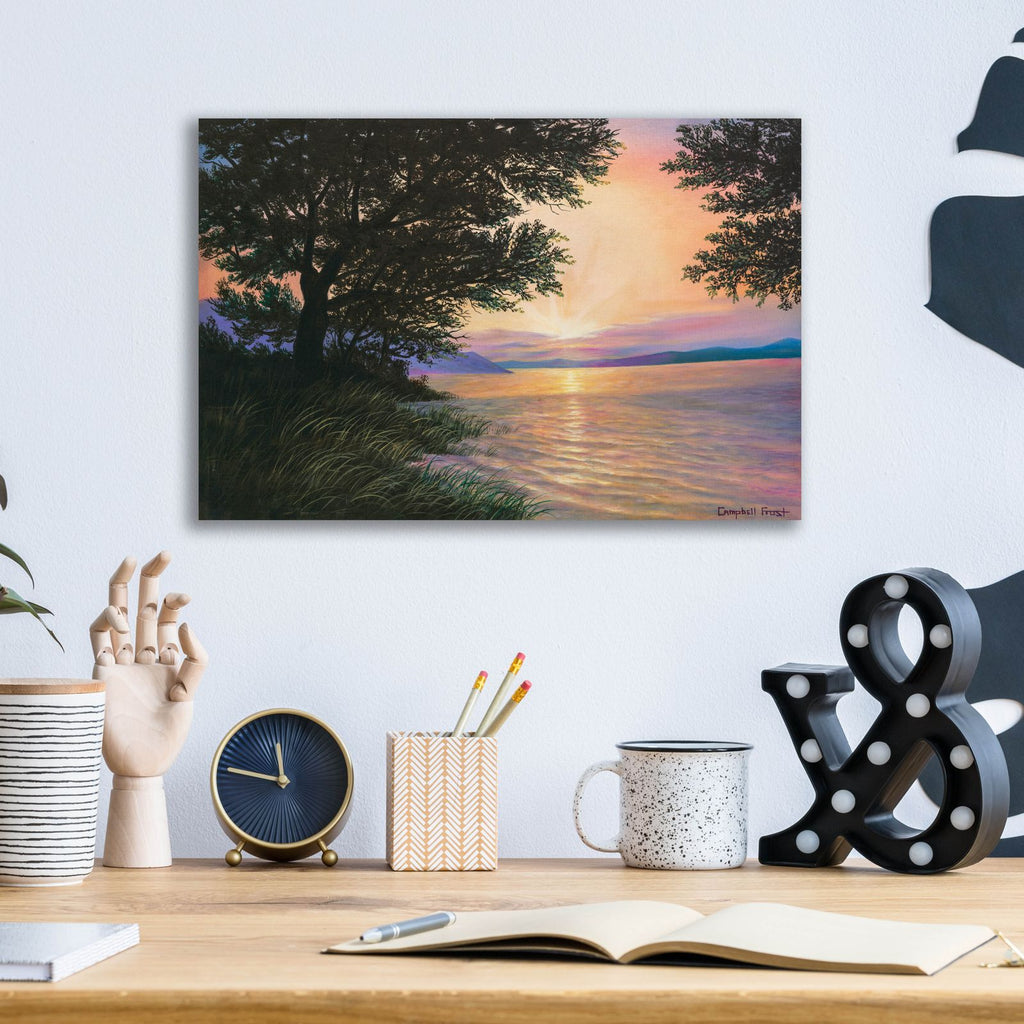 Sunrise At Norris Lake by Campbell Frost - 16x12 acrylic wall art in a room