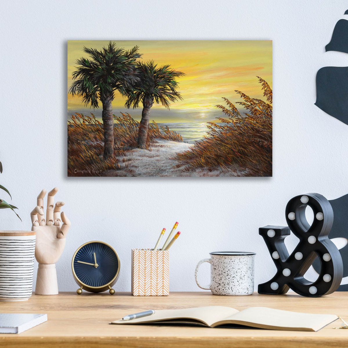 Sunset Path To The Beach by Campbell Frost - 16x12 acrylic wall art in a room
