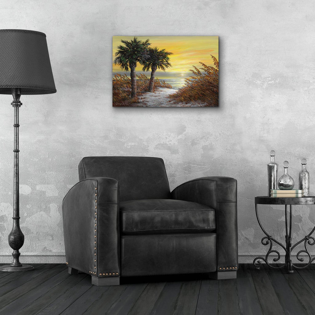 Sunset Path To The Beach by Campbell Frost - 24x16 acrylic wall art in a room
