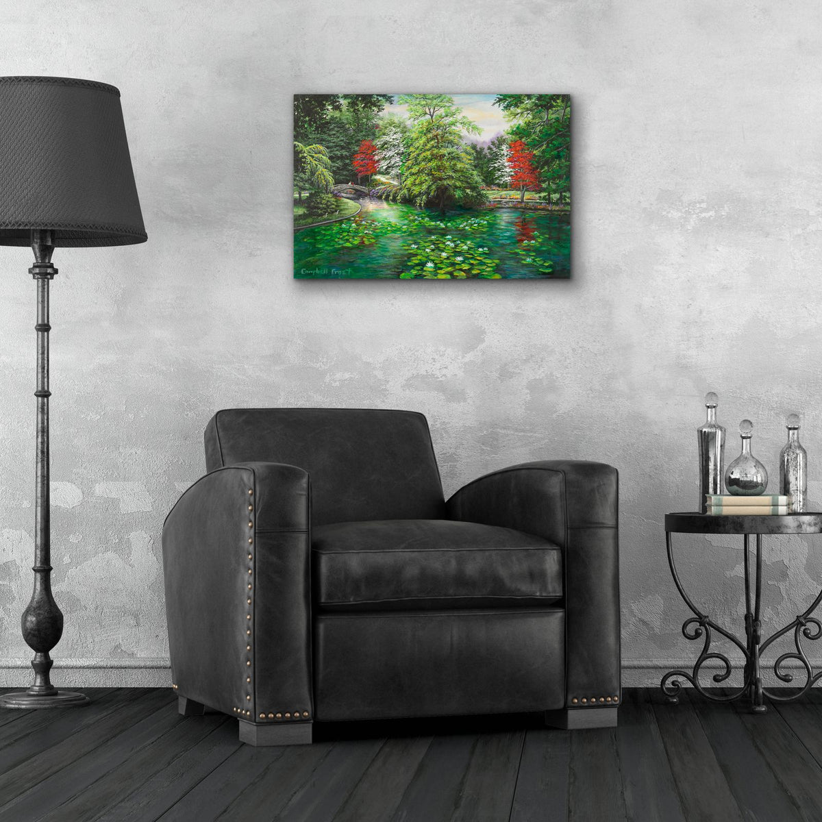 Swan Lake Garden by Campbell Frost - 24x16 acrylic wall art in a room