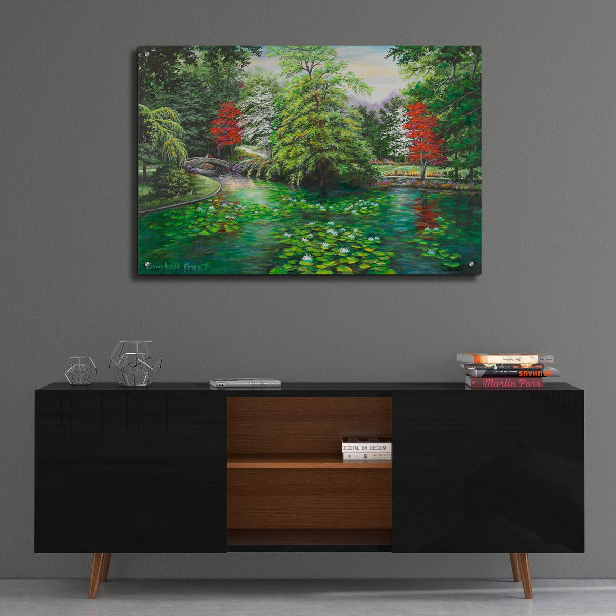 Swan Lake Garden by Campbell Frost - 36x24 acrylic wall art in a room
