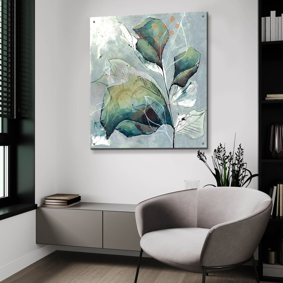 Pine Whisper by Carla Jennings Art - 36x36 acrylic wall art in a room