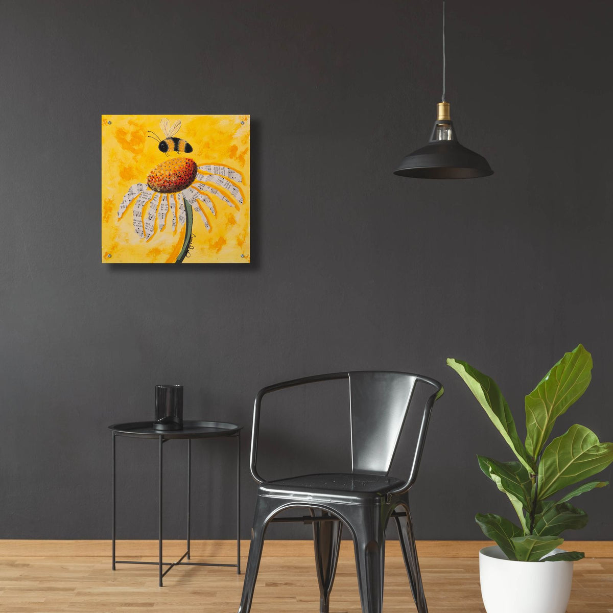 Buzzing Sweet Notes by Carrie Sharp - 24x24 acrylic wall art in a room